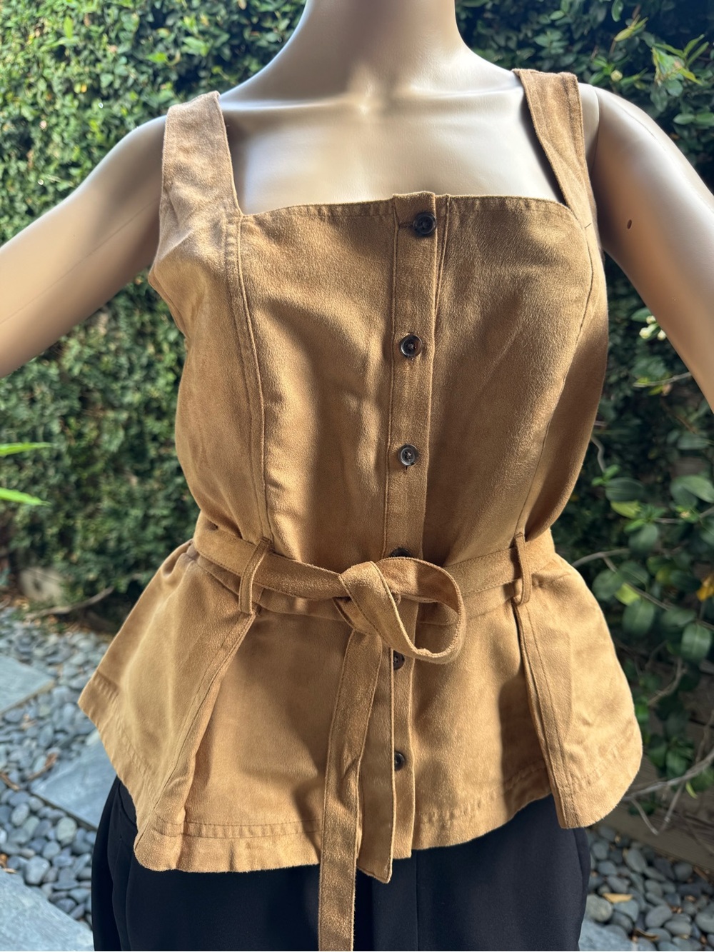 Banana Republic Tan Belted Square-Neck